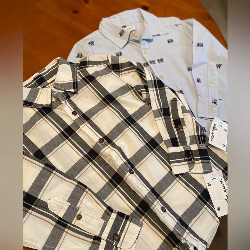 Carters NWT Bundle of (2) OshKosh Button Down  Long Sleeve Shirts - Sz 3T